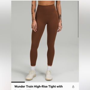 Lululemon wunder train tights with pockets size 2 roasted brown 25”